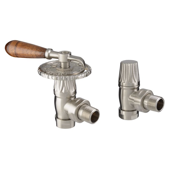 Bentley Lever Handle Satin Nickel Manual Radiator Valve Set (CDC-BENTLEVER-SATNI)